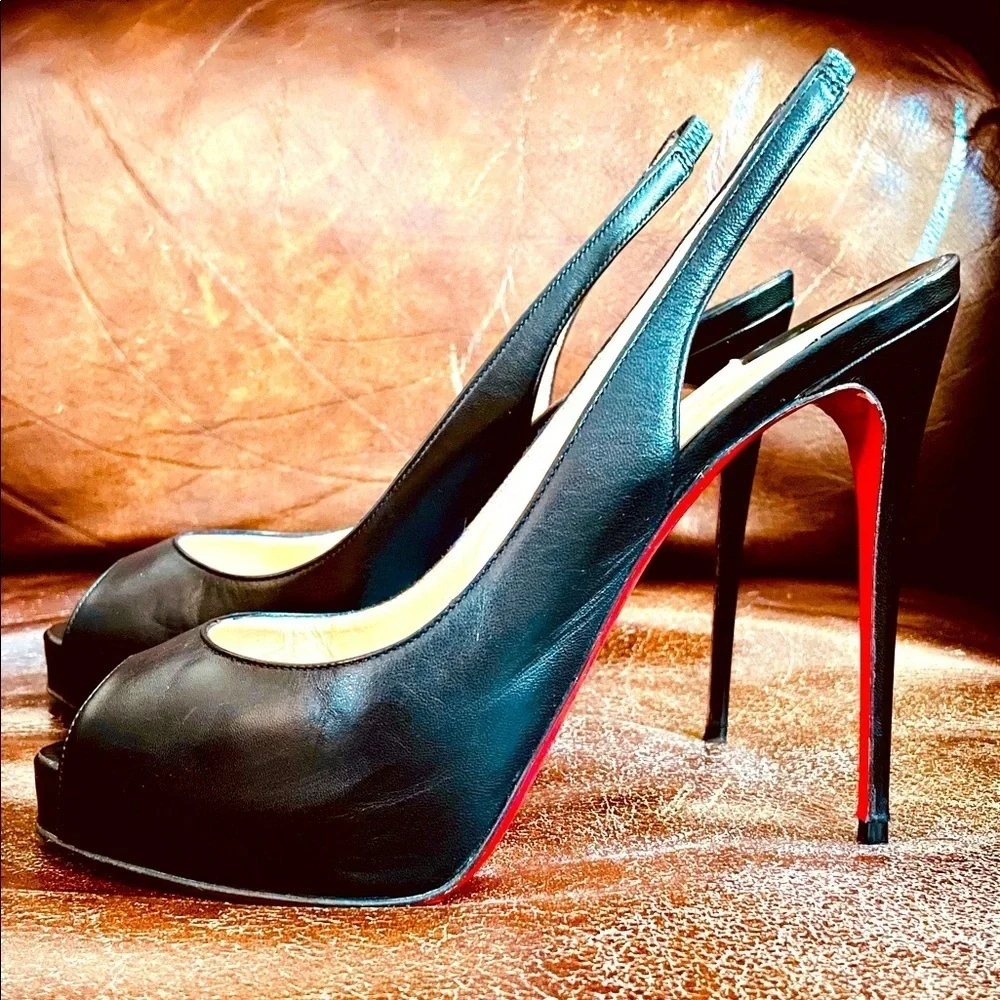 Christian Louboutin, Private number kid leather sling back platform peep EU37.5